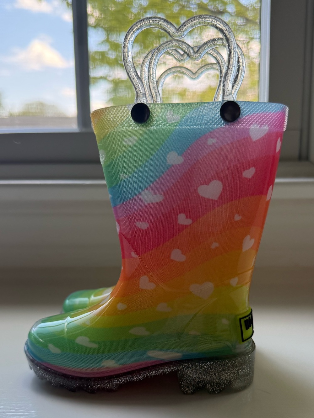 Toddler Light-up Rainbow Heart Rain Boots
